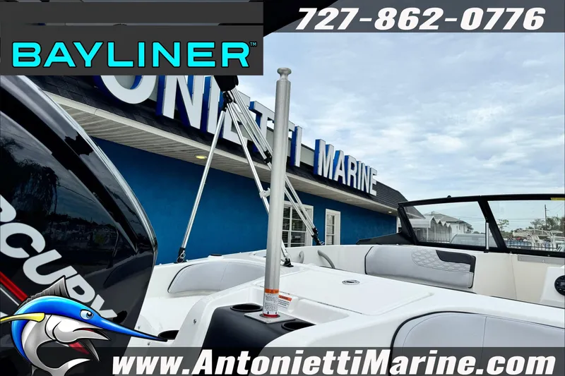 Slide: The Image of 2026 Bayliner Element E17 boat displayed at Antonietti Marine dealership. - 9
