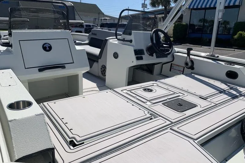 Slide: The Image of 2026 SeaArk Easy 200 boat interior with modern console and seating. - 10