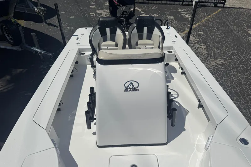 Slide: The Image of 2026 Blazer 675 Ultimate Bay boat interior with dual seats and steering console. - 15