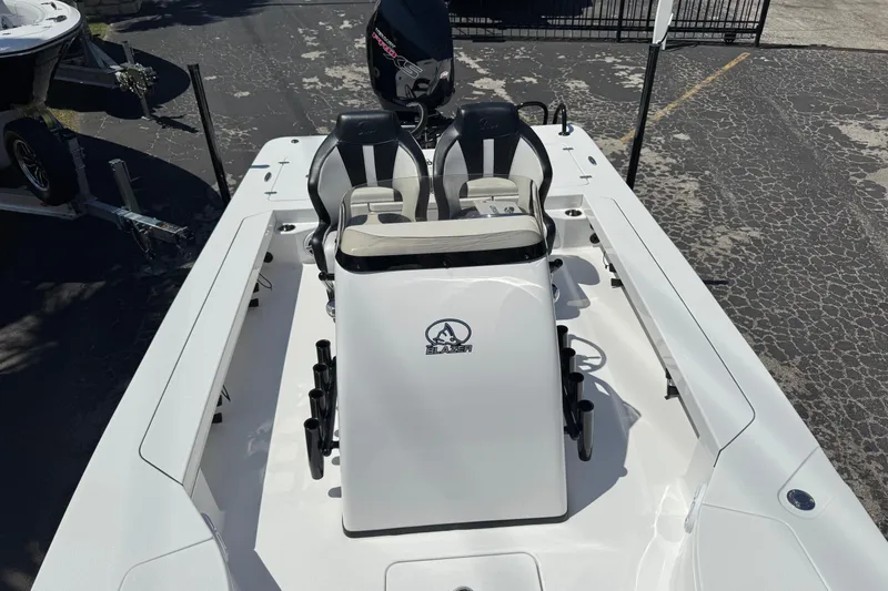 Slide: The Image of 2026 Blazer 675 Ultimate Bay boat with dual seats and sleek design. - 27
