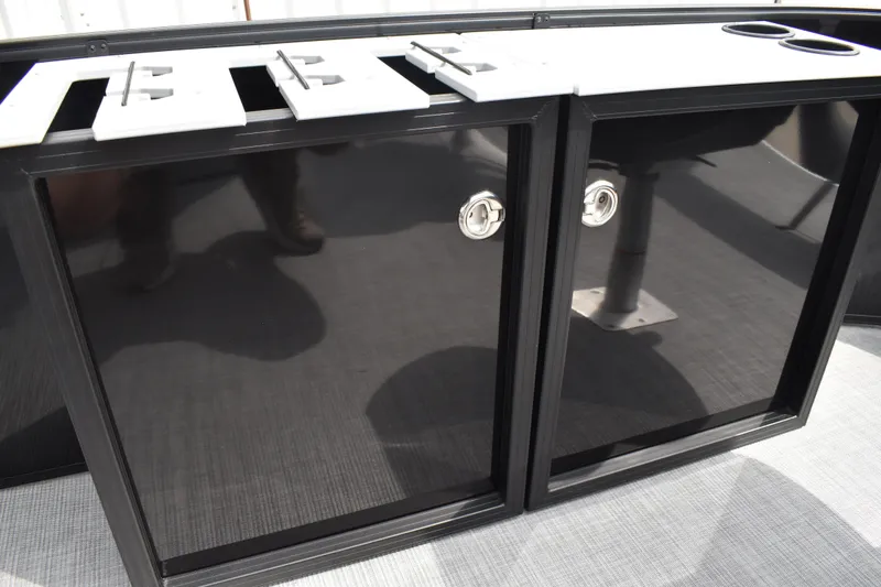 Slide: The Image of Lowe LF 214 (2026) boat storage cabinet with sleek black finish and modern design. - 13