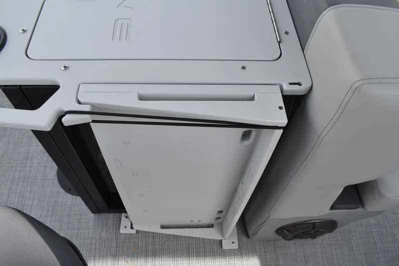 Slide: The Image of Lowe LF 214 boat interior detail, 2026 model, featuring sleek design and storage compartment. - 29