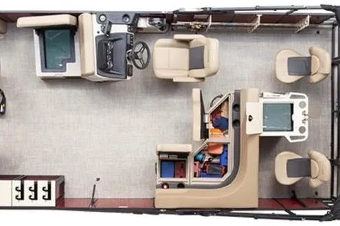 Slide: The Image of Top view of 2026 Lowe LF 214 pontoon boat interior layout. - 3