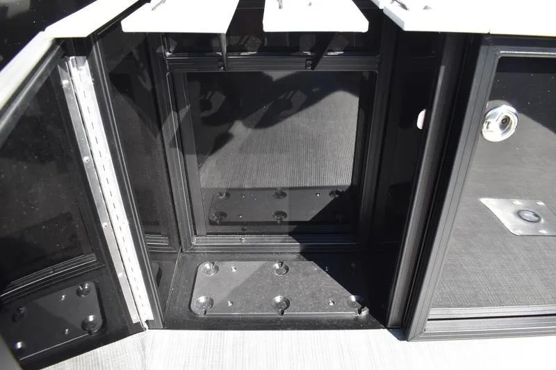 Slide: The Image of 2026 Lowe LF 214 boat seat with sleek gray upholstery design. - 26