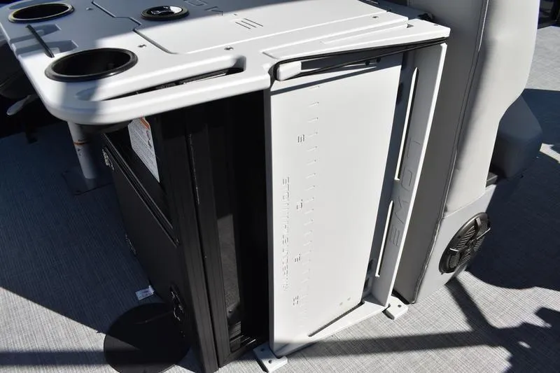 Slide: The Image of Gray captain's chair on 2026 Lowe LF 214 boat, featuring modern design and comfort. - 52