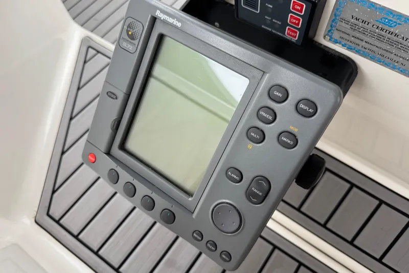 Slide: The Image of Raymarine navigation system on 2002 Silverton 352 Motor Yacht dashboard. - 32