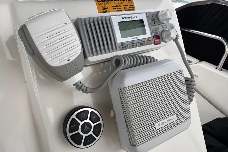 Slide: The Image of VHF radio system on 2002 Silverton 352 Motor Yacht dashboard. - 36