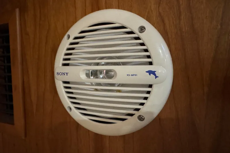 Slide: The Image of Sony XS-MP61 speaker on 2002 Silverton 352 Motor Yacht wooden interior. - 89