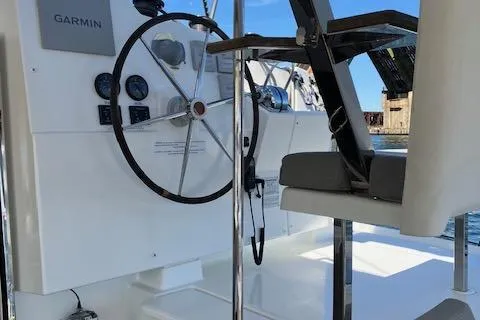 Slide: The Image of Helm of 2021 Fountaine Pajot Isla 40 catamaran with Garmin navigation system. - 26