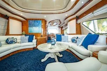 Slide: The Image of Luxurious interior of 2003 Azimut 80 Carat yacht with elegant blue and white decor. - 4