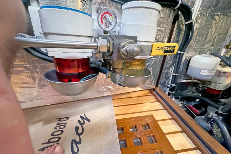 Slide: The Image of Engine room of a 2012 Hylas 49CC yacht with fuel filtration system. - 149