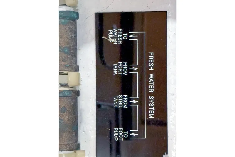 Slide: The Image of Diagram of a fresh water system on a 2012 Hylas 49CC boat. - 178