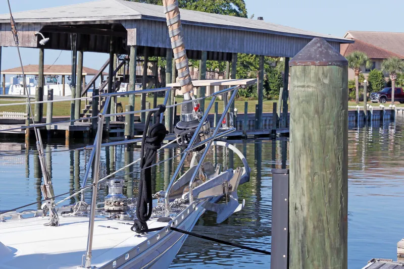 Slide: The Image of Sailboat docked at marina, featuring Hylas 49CC, 2012 model. - 19