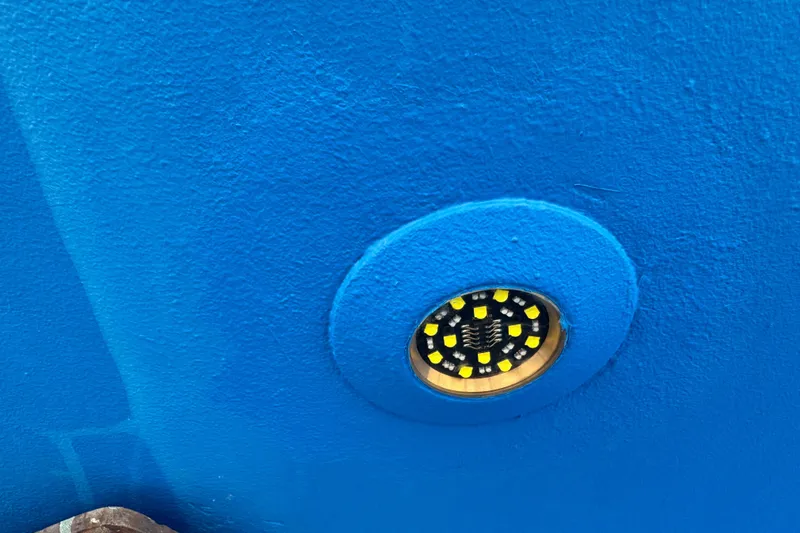 Slide: The Image of Blue surface with embedded LED light on a 2012 Hylas 49CC model. - 194