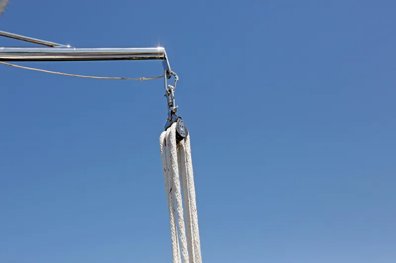 Slide: The Image of Sailing rigging on a Hylas 49CC yacht against a clear blue sky, 2012 model. - 49