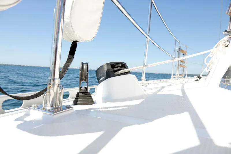 Slide: The Image of Sailing deck of 2012 Hylas 49CC yacht with ocean view and clear sky. - 54