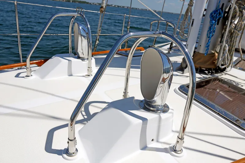 Slide: The Image of Deck of 2012 Hylas 49CC yacht with chrome fittings and ocean view. - 60