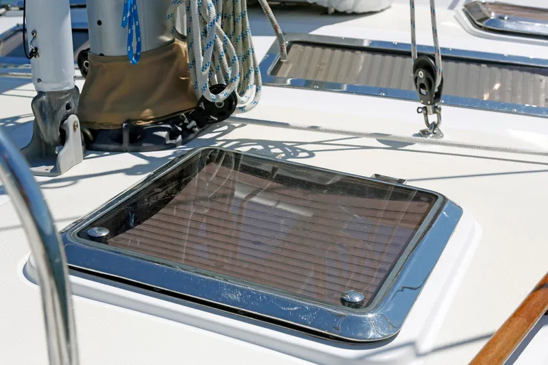 Slide: The Image of Deck of 2012 Hylas 49CC yacht with ropes and hatch detail. - 61