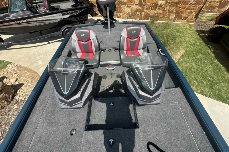 Slide: The Image of 2025 Ranger ALPHA 208 boat interior with dual seats and sleek design. - 5