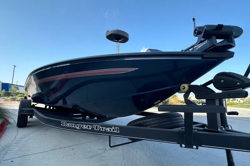 Slide: The Image of 2025 Ranger ALPHA 208 boat on trailer, featuring sleek design and Lowrance equipment. - 4