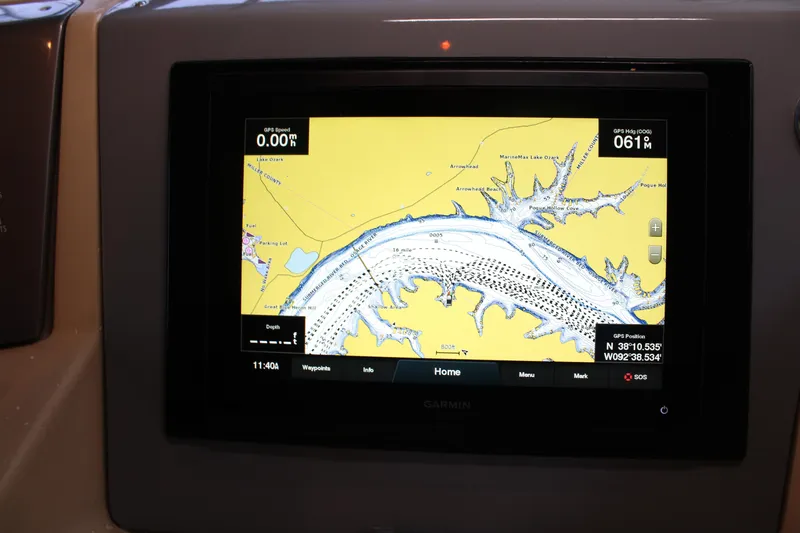 Slide: The Image of Navigation display on a 2006 Azimut 50 yacht showing a detailed marine map. - 16