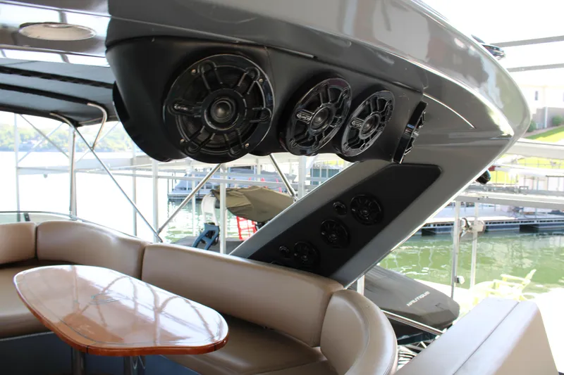 Slide: The Image of Luxury Azimut 50 yacht interior with speakers and seating, 2006 model. - 22