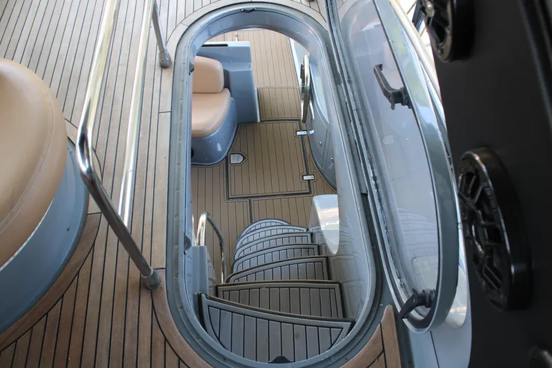 Slide: The Image of Staircase on 2006 Azimut 50 yacht with wooden deck and seating area. - 28