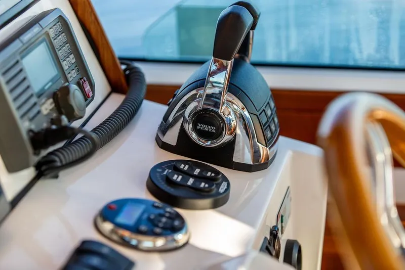 Slide: The Image of Control panel of 2012 Hunt Yachts Harrier 36 Express with Volvo Penta throttle. - 15