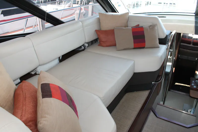 Slide: The Image of Luxurious interior seating on 2015 Sea Ray 470 Sundancer yacht with stylish cushions. - 13