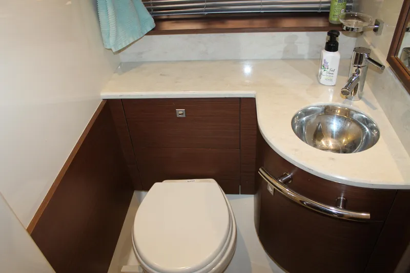 Slide: The Image of Luxurious bathroom in 2015 Sea Ray 470 Sundancer yacht with modern fixtures. - 36