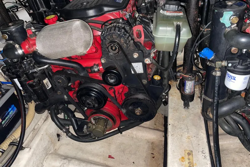 Slide: The Image of Engine compartment of a 2008 Formula 34 Performance Cruiser boat. - 45