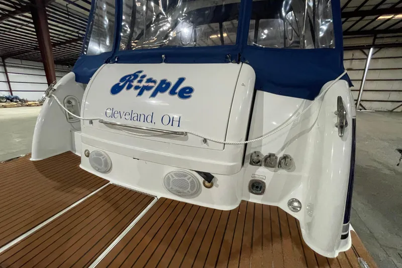 Slide: The Image of 2008 Formula 34 Performance Cruiser docked indoors, featuring "Ripple" from Cleveland, OH. - 5