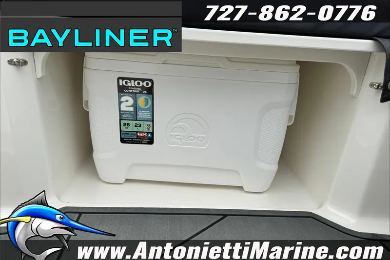 Slide: The Image of Bayliner Element E17 2026 boat with Igloo cooler in storage compartment. - 20