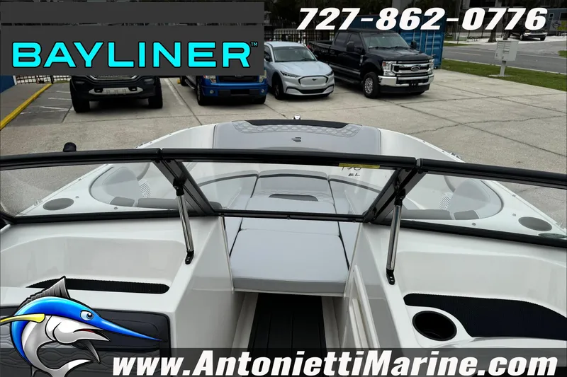 Slide: The Image of Bayliner Element E17 boat, 2026 model, displayed at Antonietti Marine dealership. - 23
