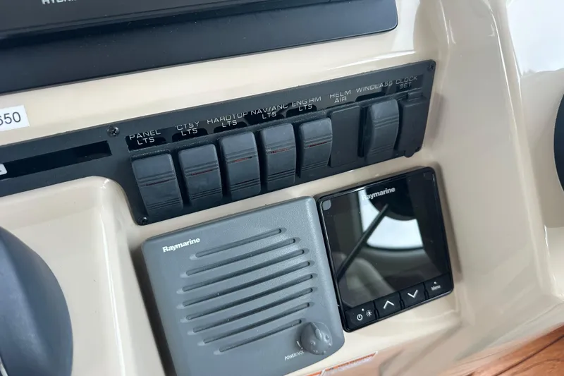 Slide: The Image of Control panel of 2007 Tiara Yachts 3900 Sovran with Raymarine navigation equipment. - 8