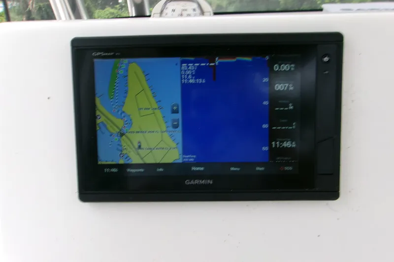 Slide: The Image of Garmin GPS display on 2020 Key West 219 FS boat dashboard. - 6