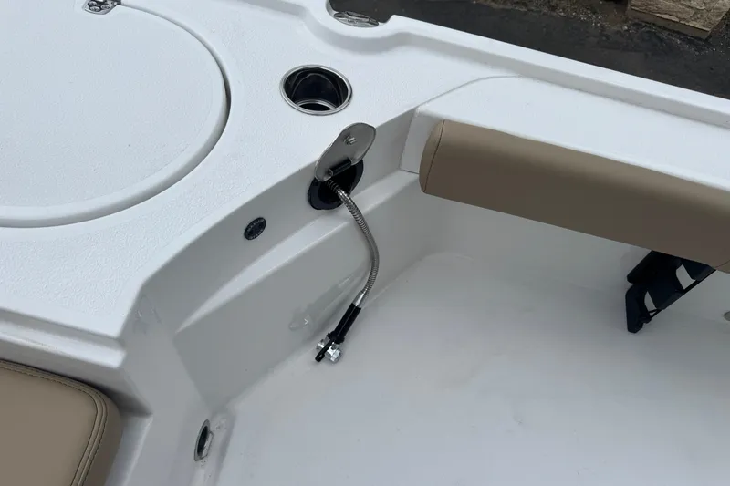 Slide: The Image of 2026 Blazer Bay 2440 boat interior with seating and storage features. - 28