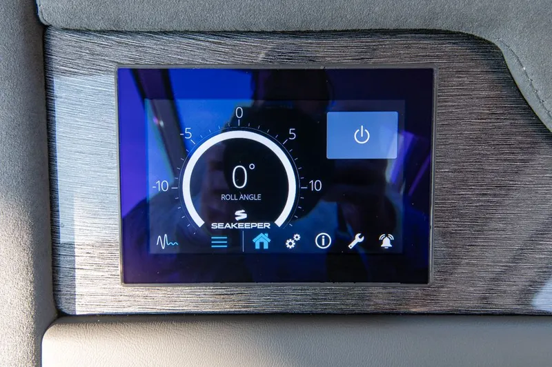 Slide: The Image of Digital control panel on 2022 Riviera 6000 Sport Yacht Platinum, displaying roll angle. - 40