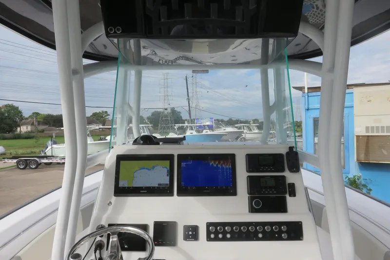 Slide: The Image of Twin Suzuki 350 outboard engines on a 2020 Cape Horn 31 T boat. - 23