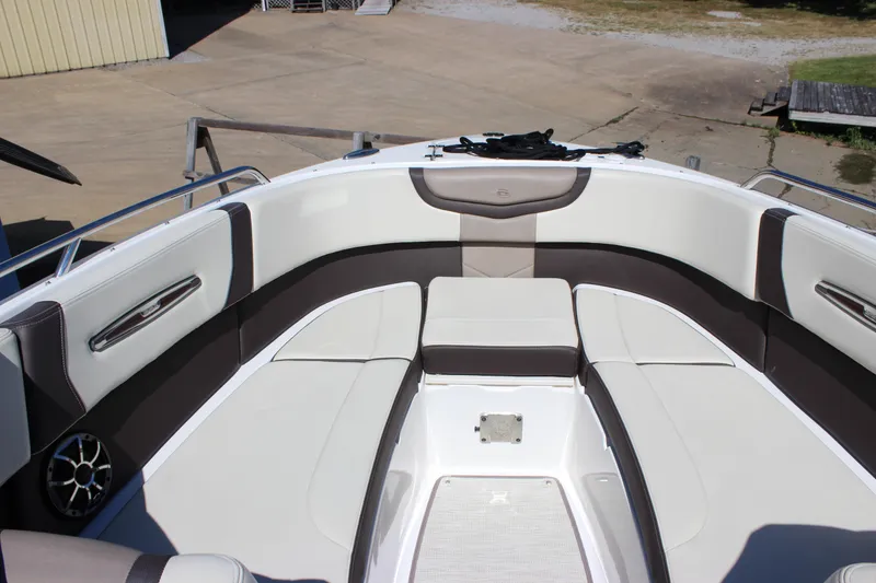 Slide: The Image of 2018 Chaparral 287 SSX boat interior with spacious seating and modern design. - 10