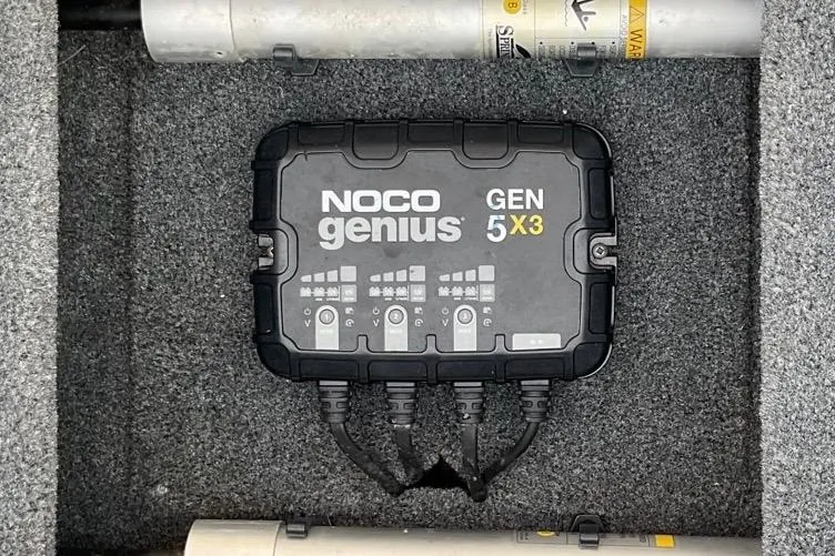 Slide: The Image of NOCO Genius GEN5X3 charger in 2022 Tracker Pro Team 190 TX Tournament Edition boat. - 29