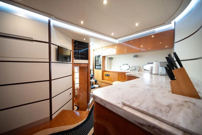 Slide: The Image of Luxurious interior of 2007 Pershing 62' yacht with modern design and elegant finishes. - 4