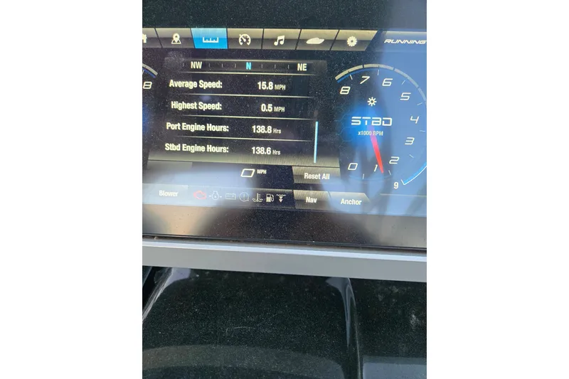 Slide: The Image of Yamaha Boats 252S 2022 dashboard displaying speed and engine hours. - 10