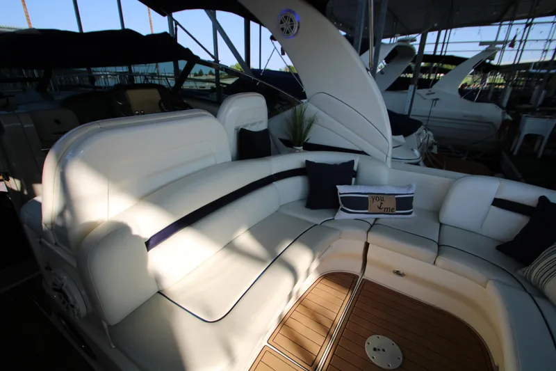 Slide: The Image of Luxurious 2006 Sea Ray 400 Sundancer yacht interior with plush seating and elegant design. - 2