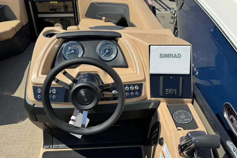 Slide: The Image of 2026 Barletta Cabrio 24UE boat interior with beige seating and modern design. - 43