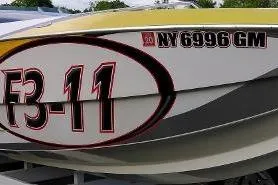 Slide: The Image of 1999 Skater 32B boat with F3-11 and NY 6996 GM markings. - 16