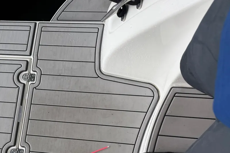 Slide: The Image of 2001 Cruisers Yachts 3672 Express deck with sleek, modern design and detailing. - 28