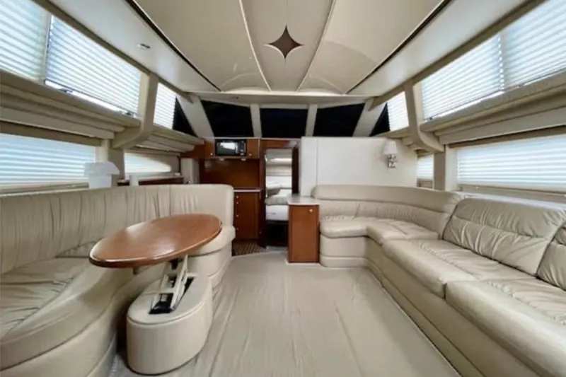 Slide: The Image of Luxurious interior of 2005 Meridian 368 Motoryacht with plush seating and elegant design. - 27