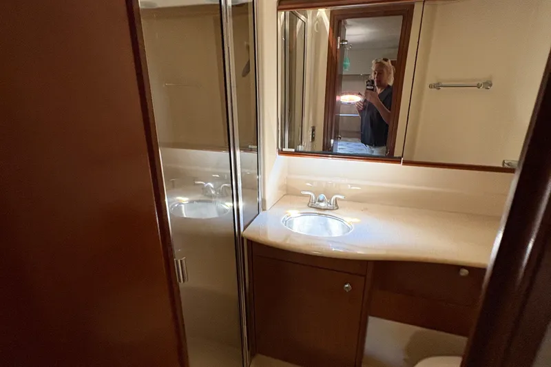 Slide: The Image of Bathroom interior of 2005 Meridian 368 Motoryacht with sink and mirror. - 60