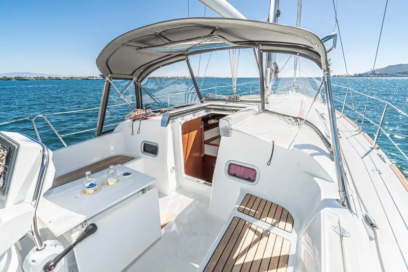 Slide: The Image of 2011 Beneteau Oceanis 37 sailboat with spacious deck and scenic ocean view. - 29